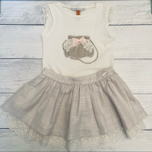 Mayoral Chic Girls Purse Shirt and Skirt Set Size 4 - Picture 2 of 12